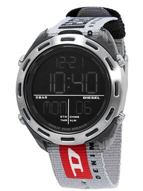 Diesel Black Dial Digital Watch with Gray and Red Strap DZ1874